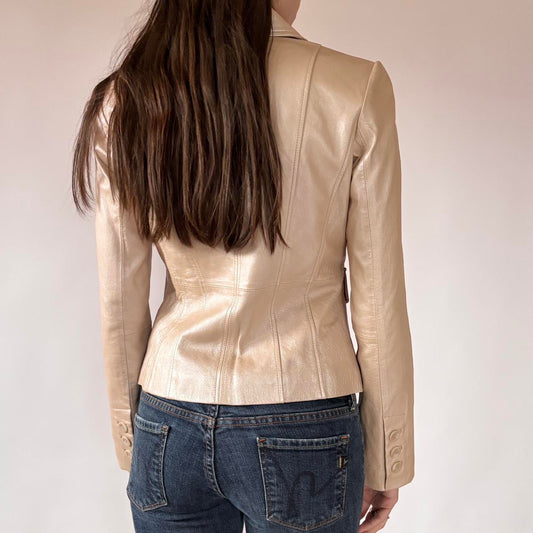2000s Champagne Genuine Leather Blazer (XS/S)