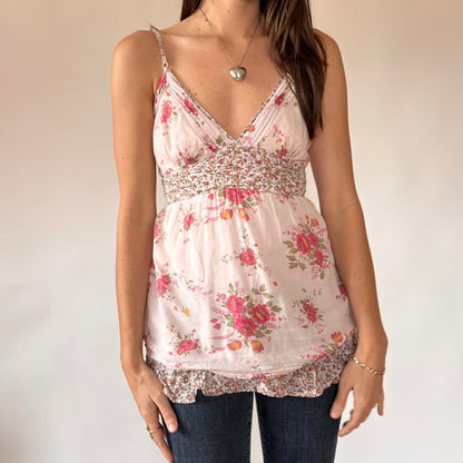 Y2K Floral Babydoll Top (XS-M)