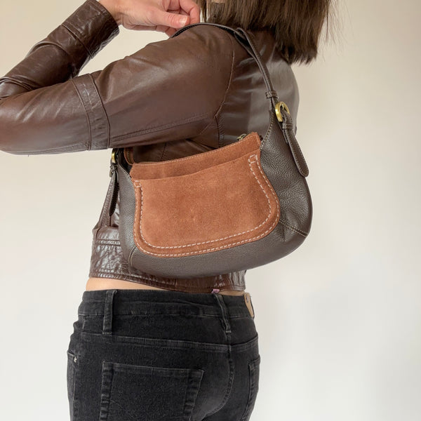 2000s Suede & Leather Shoulder Bag