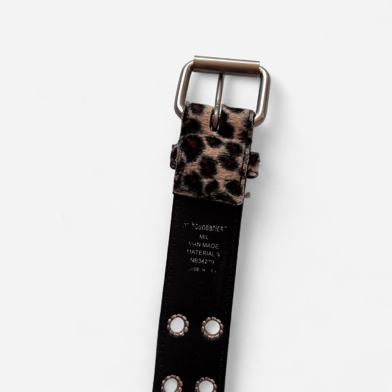 90s Fuzzy Leopard Grommet Belt