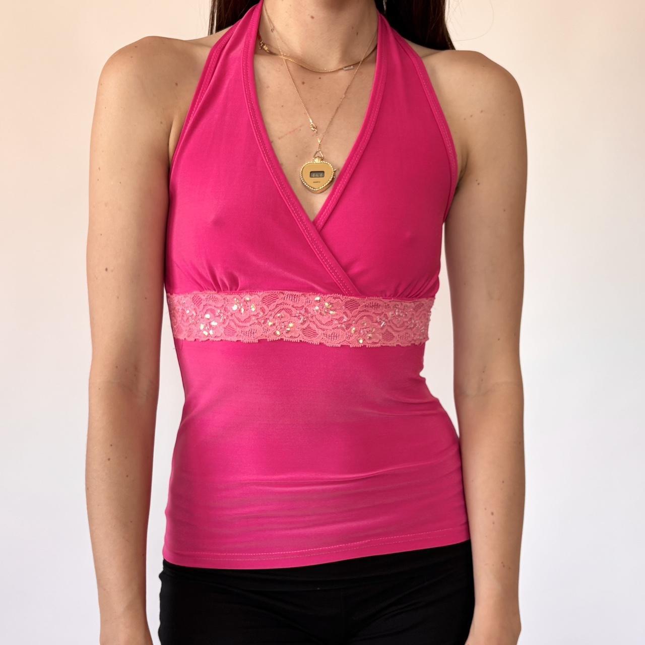 Y2K Hot Pink Halter Top (S)