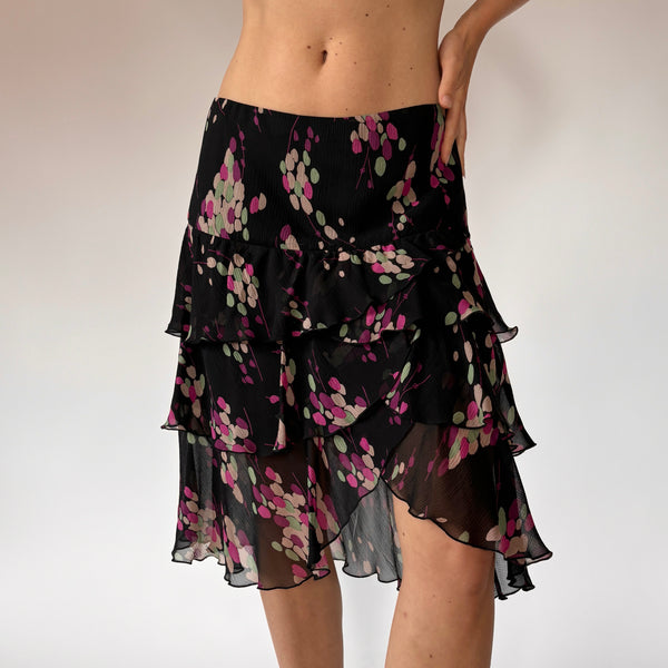 Pure Silk Tiered Skirt (M)