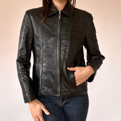 90s Noir Leather Jacket (S)