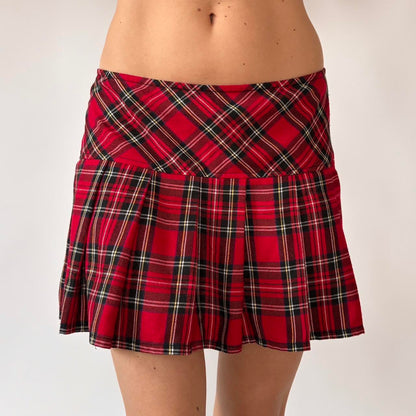 Y2K Pleated Plaid Mini Skirt (S)
