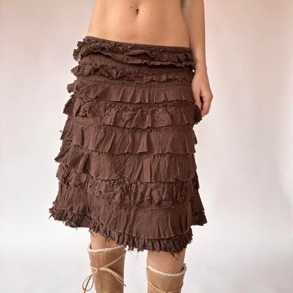 Y2K Ruffly Tiered Cotton Skirt (S)