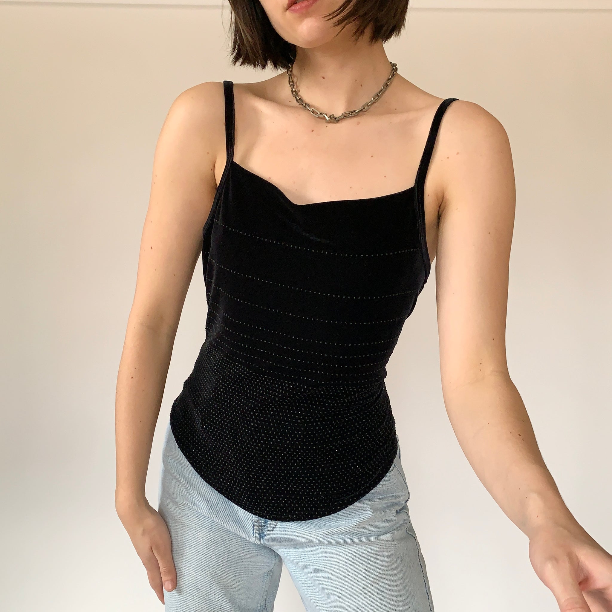 Vintage Noir Velvet Tank (M)