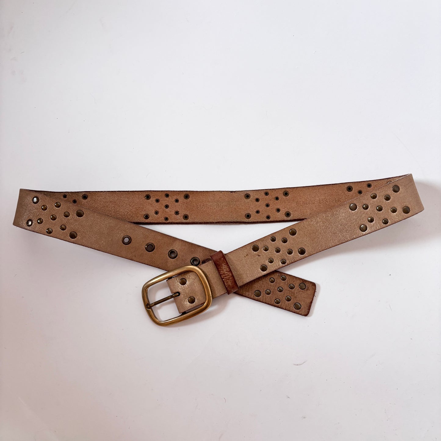 Y2K Gold Studded Leather Belt (M/L)