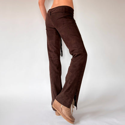 Y2K Chocolate Brown Belted Flares (S)