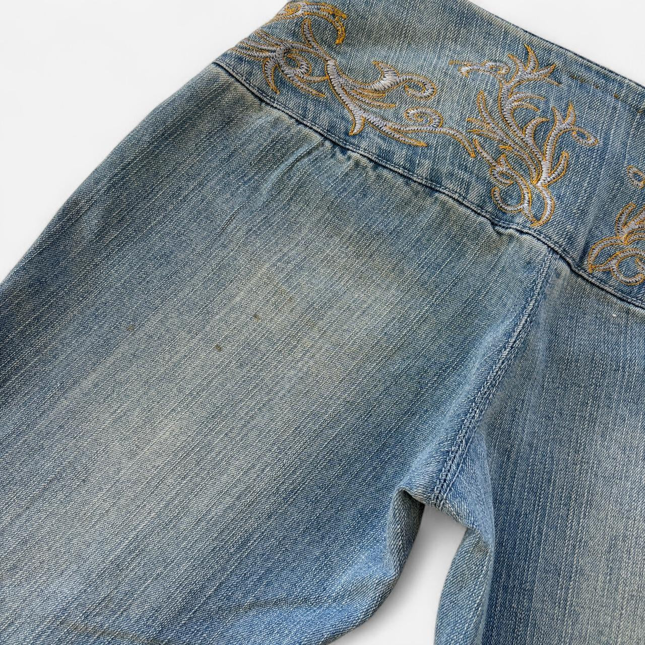 Y2K Embroidered Low Rise Jeans (XS)