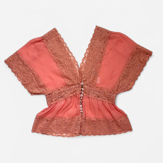 Y2K Peachy Lace Top (XS/S)