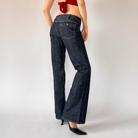 Y2K Side Zip Jeans - Dark Wash (S)