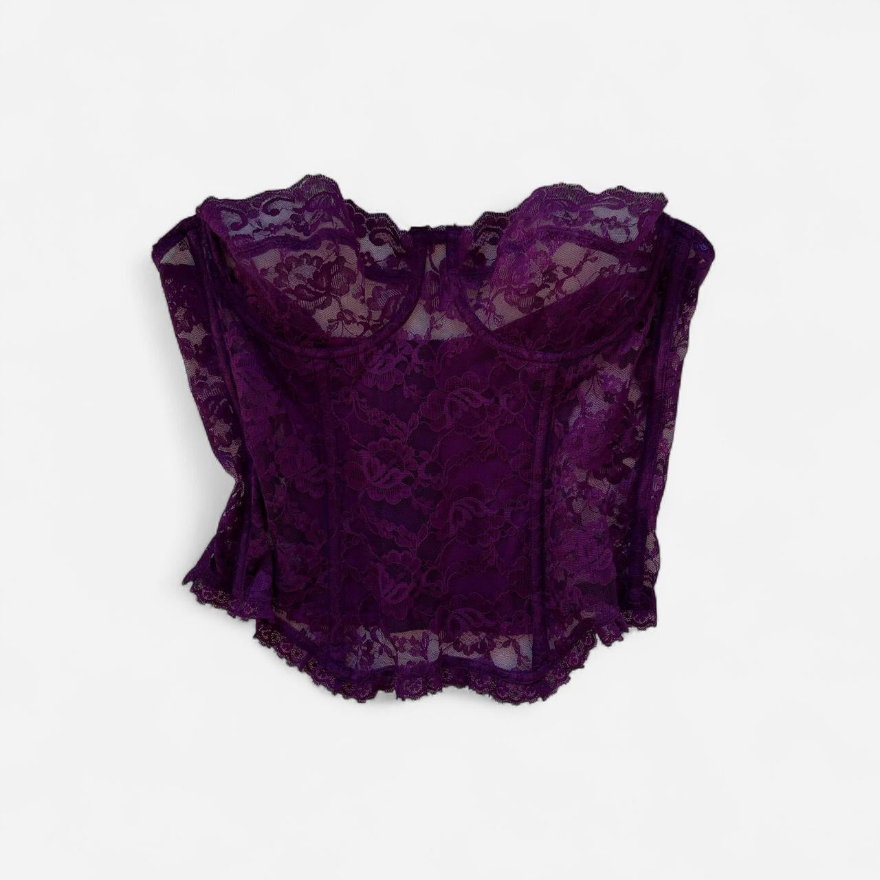 80s Purple Lace Bustier Top (M)