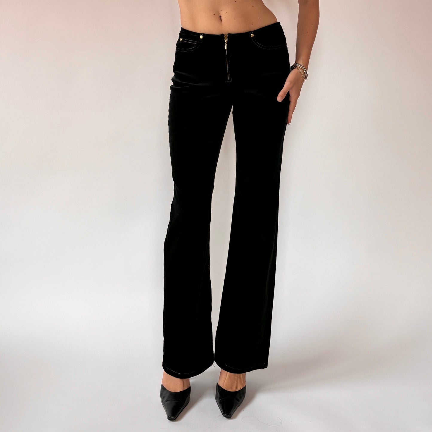 90s Noir Velvet Flares (XS)
