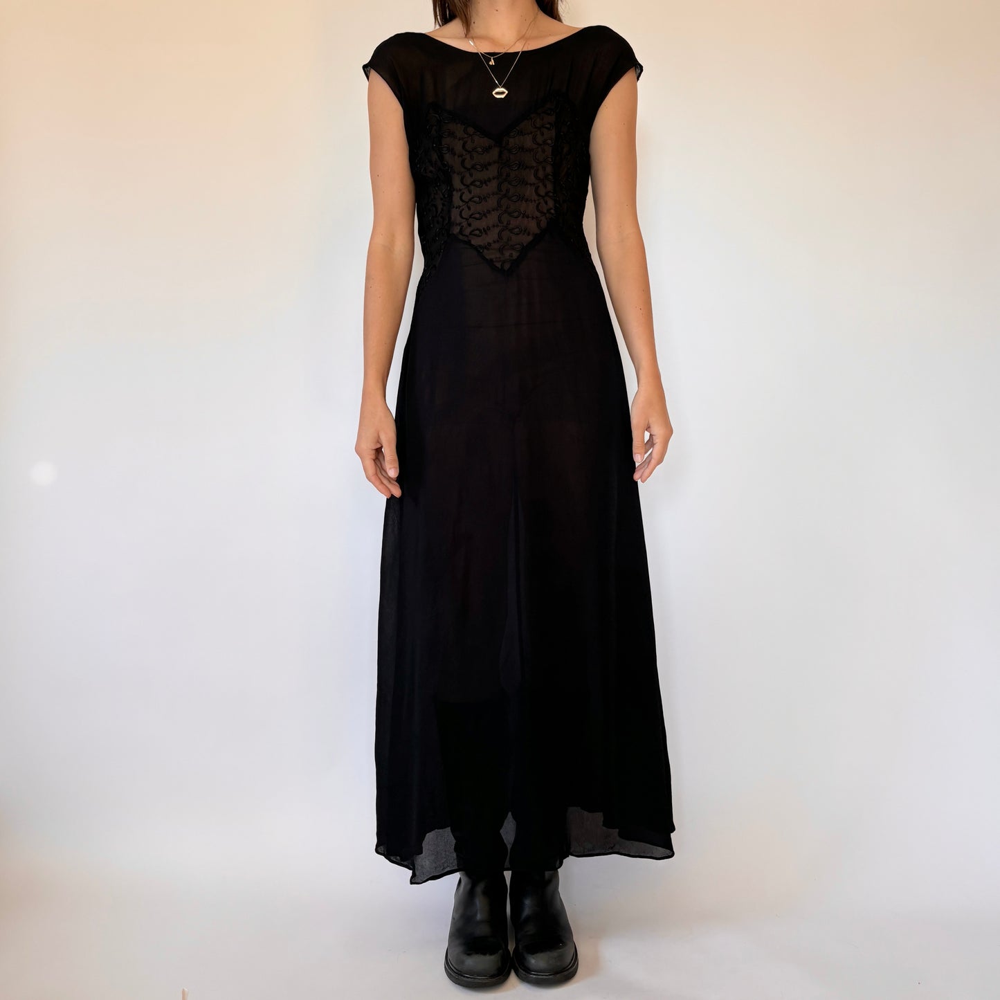 50s Sheer Noir Dress (S)