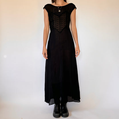 50s Sheer Noir Dress (S)