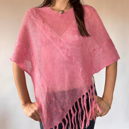 Y2K Pink Knit Poncho