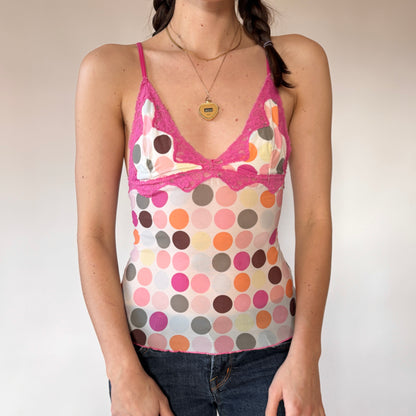 Y2K Polka Dot Mesh Cami (XS)