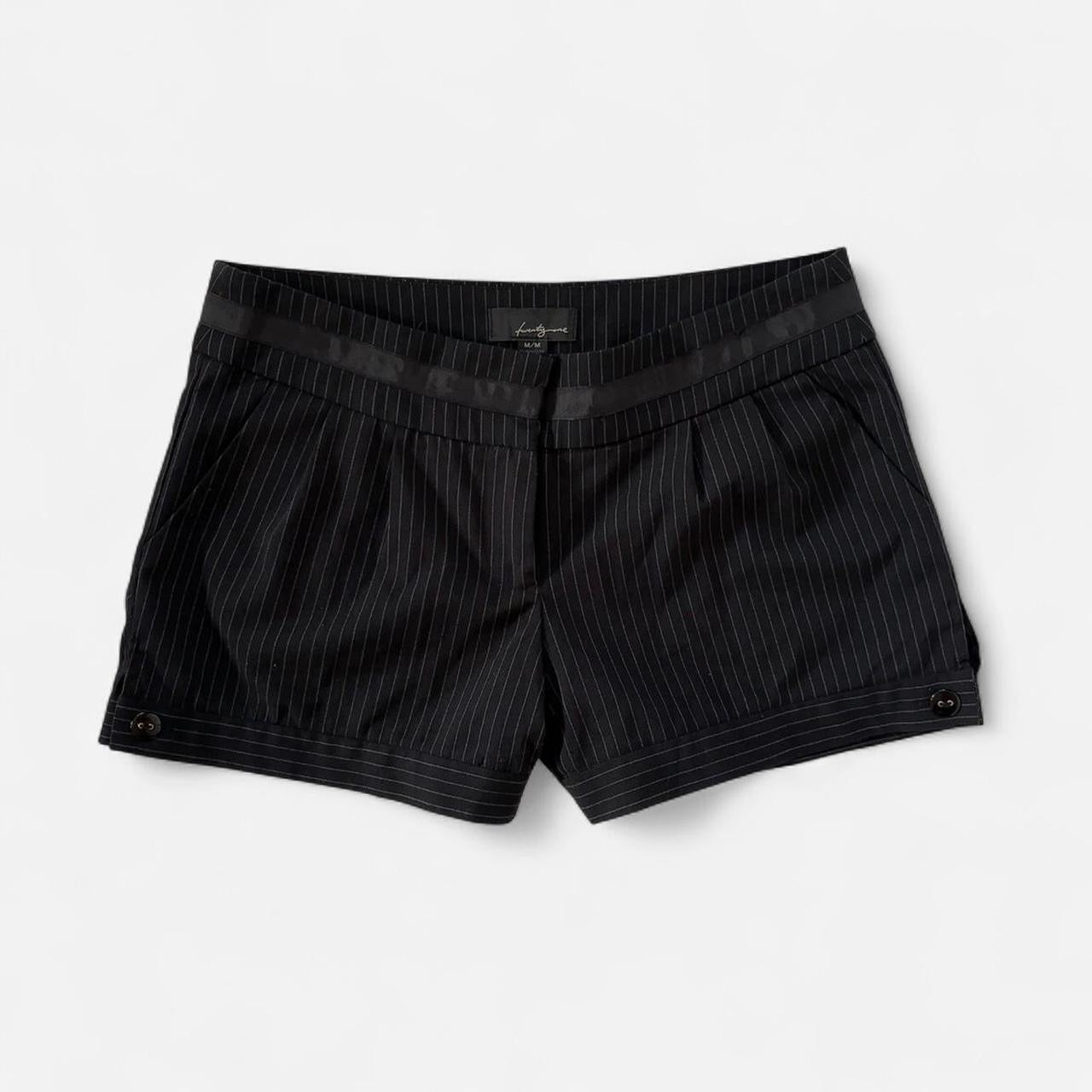 00s Pinstripe Pleated Trouser Shorts (M)