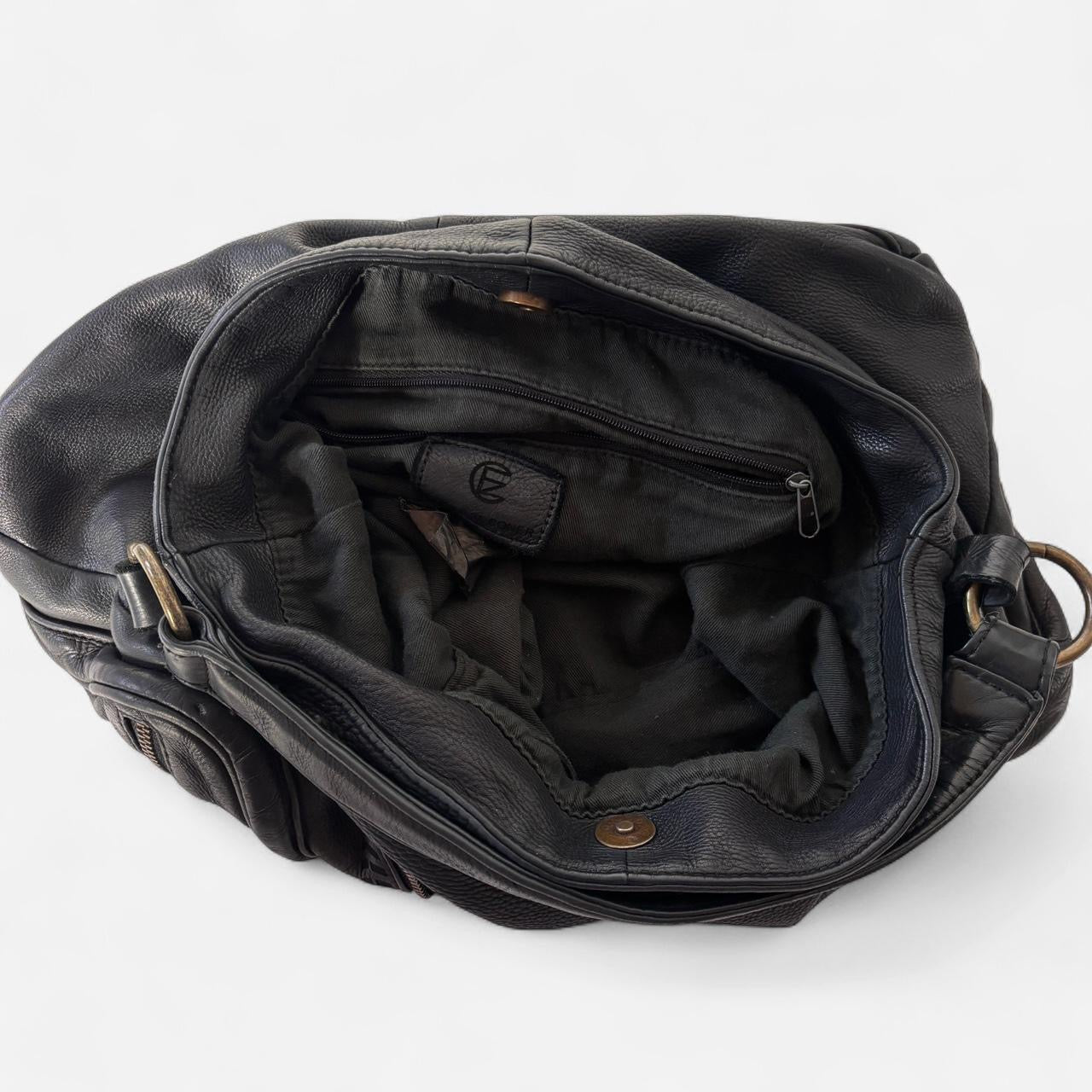 2000s Black Slouchy Leather Bag
