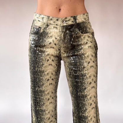 Y2K Snakeskin Flare Pants (S)