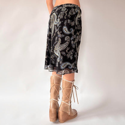 2000s Silk Paisley Midi Skirt (XS/S)