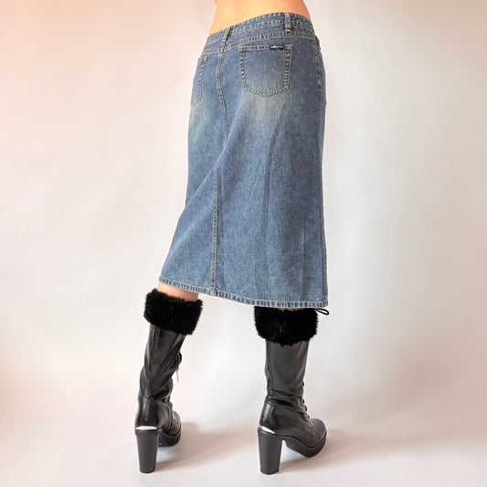 Y2K Denim Midi Skirt (S)