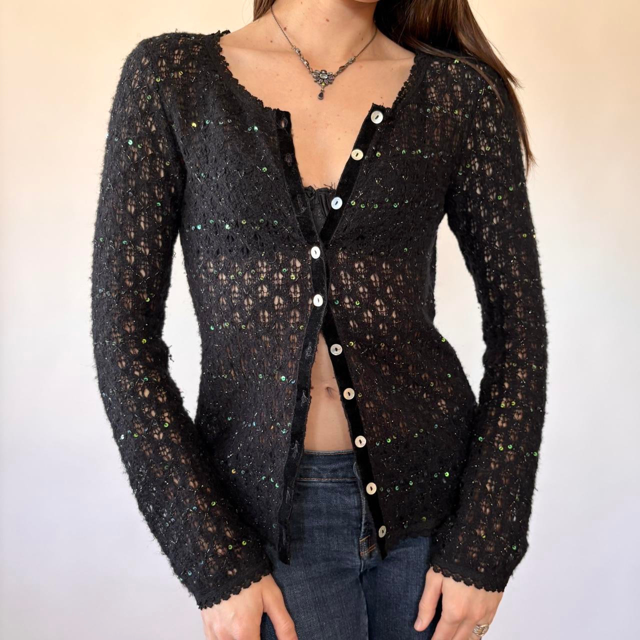 2000s Noir Sequin Cardigan (S)