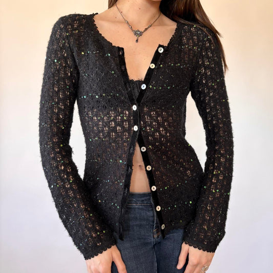 2000s Noir Sequin Cardigan (S)
