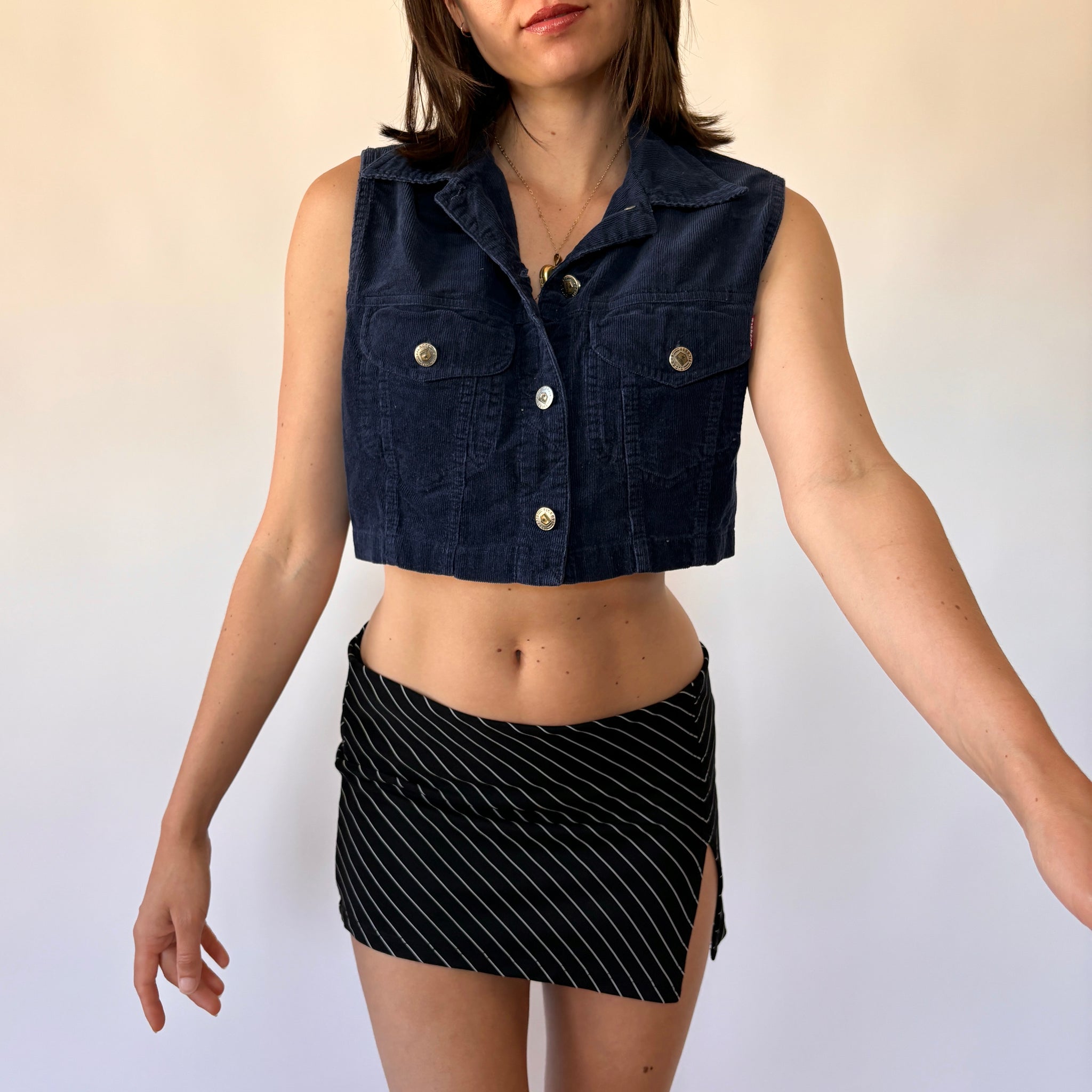 90s Corduroy Cropped Vest (S/M)