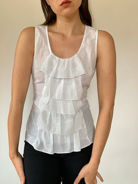 Y2K Cotton Ruffle Blouse - Medium