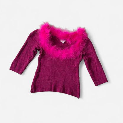 Y2K Frederick’s of Hollywood Pink Boa Top (S/M)
