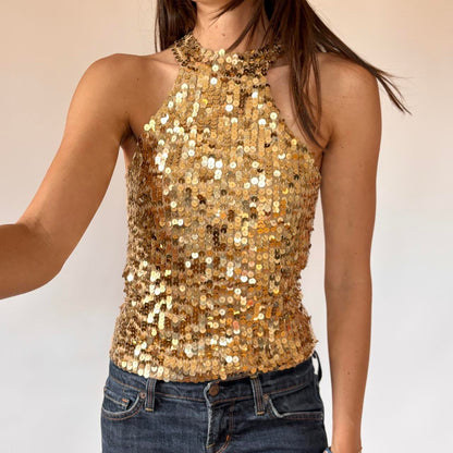 Gold Sequin Halter (XS)