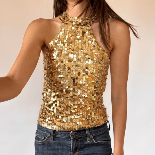 Gold Sequin Halter (XS)