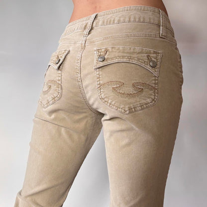 Y2K Low Rise Corduroy Flare Pants (S)