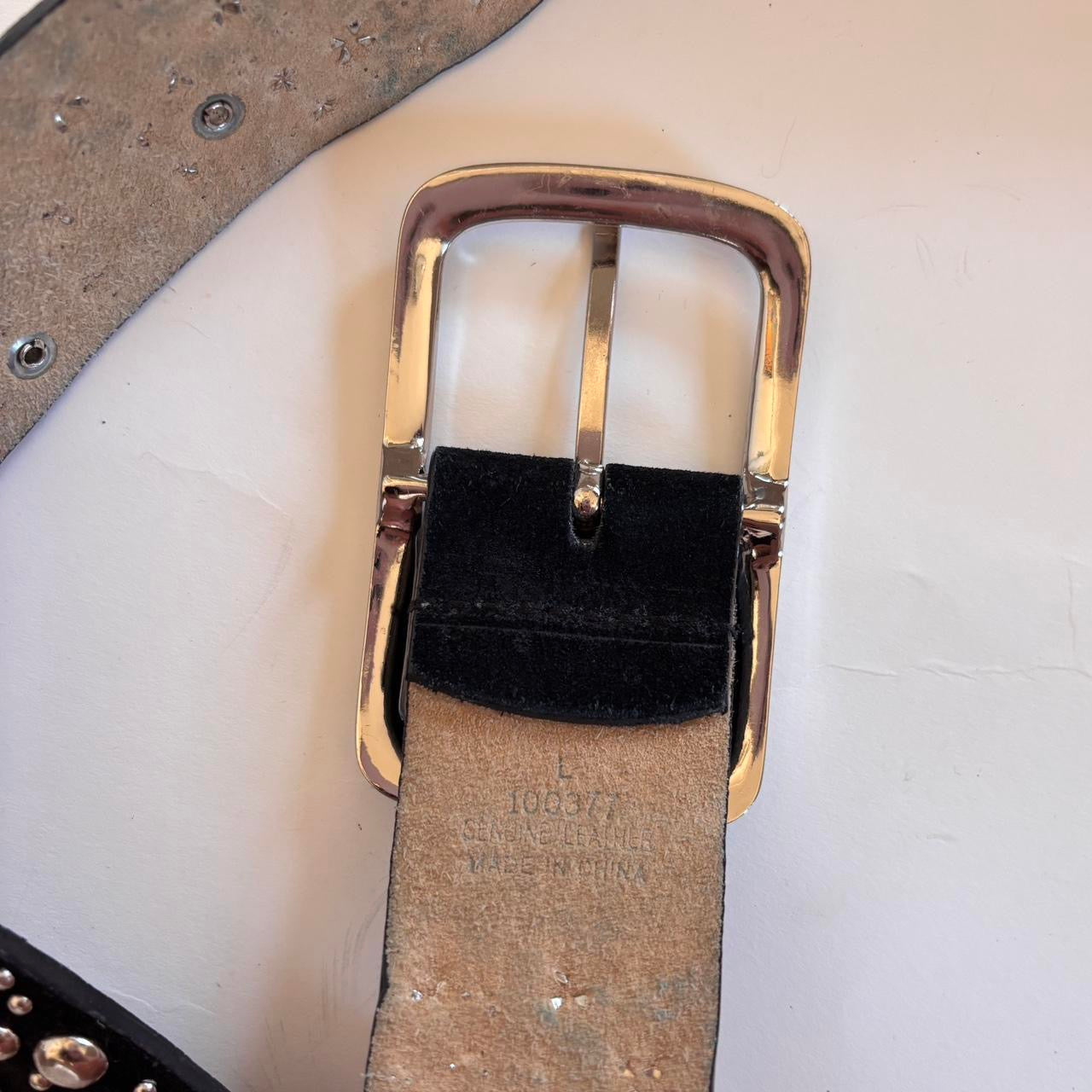 Y2K Suede Studded Rhinestone Belt