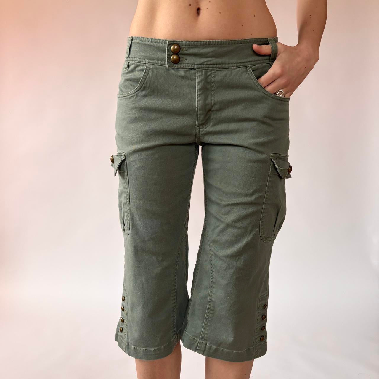 Y2K Olive Cargo Capris (XS/S)