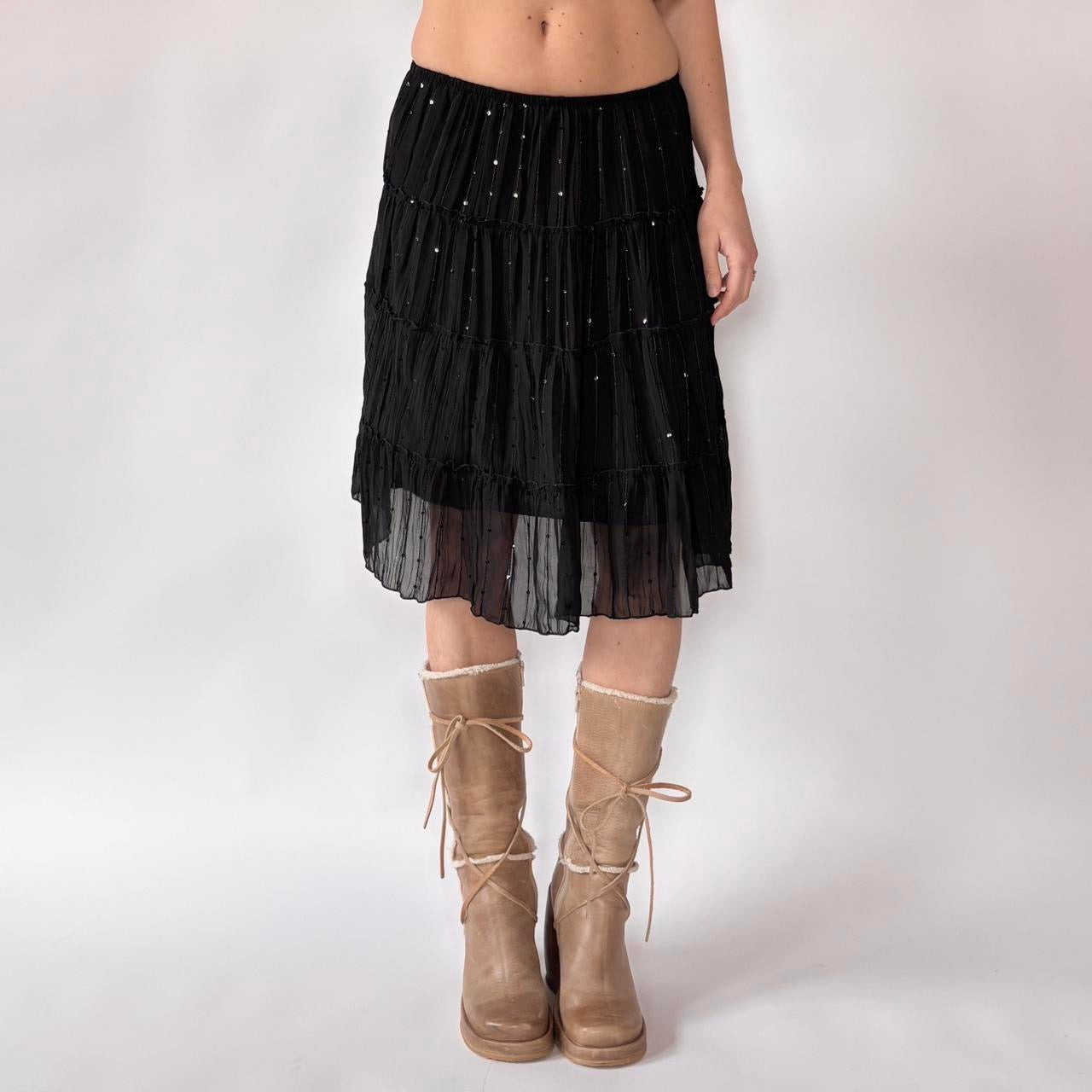 Y2K Sequin Tiered Skirt (XS)