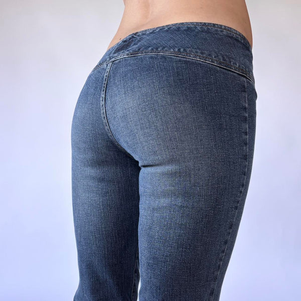 Y2K O-Ring Belted Low Rise Jeans (XS)