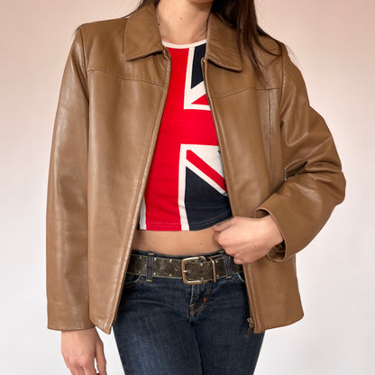 90s Coffee Leather Jacket (M)