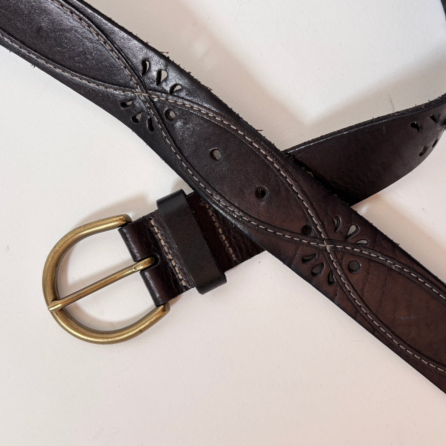 Vintage Black Leather Belt (S/M)