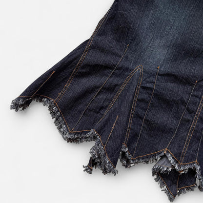 Y2K Belted Denim Midi Skirt (2X)