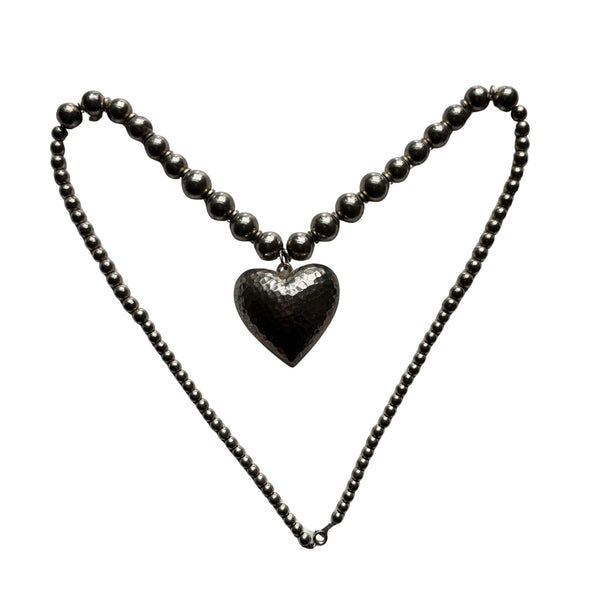 Silver Puffy Heart Necklace