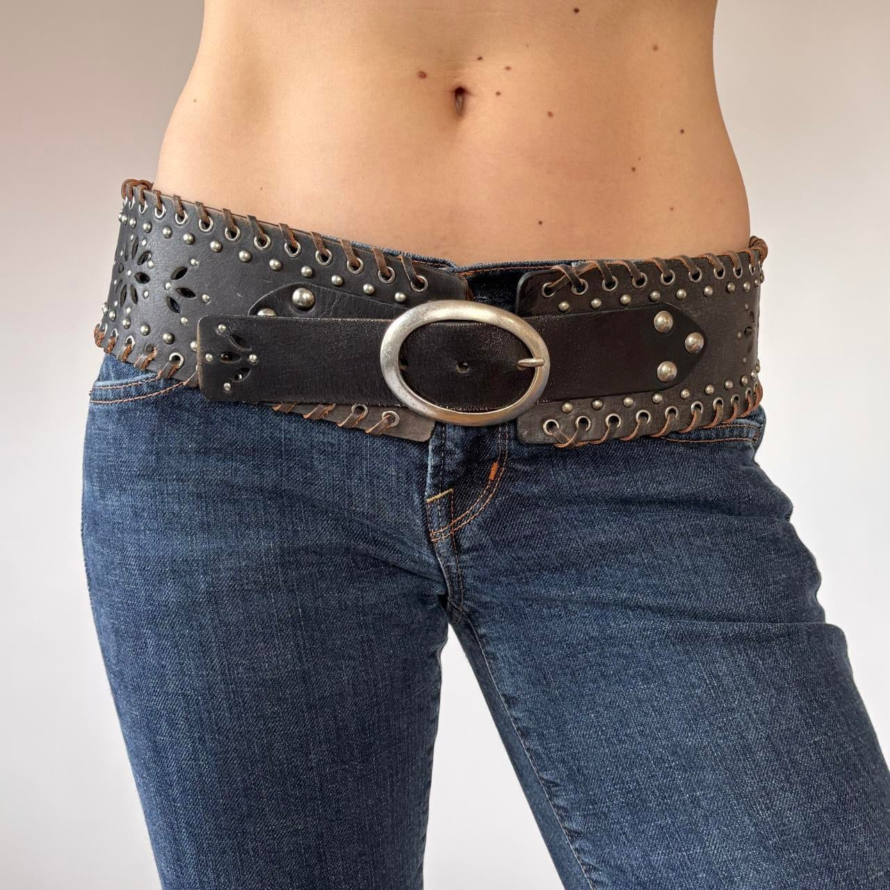 Y2K Chunky Studded Cutout Belt (XL)