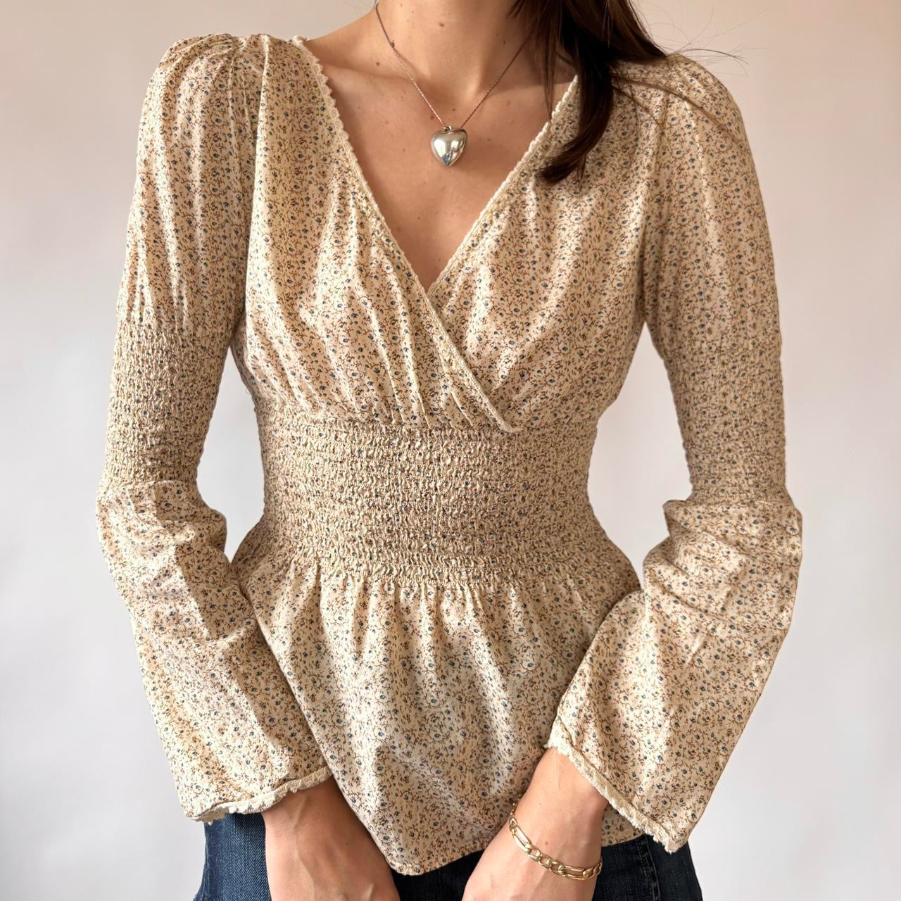 Y2K Floral Boho Longsleeve Top (S)