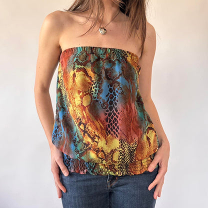 Y2K Snakeskin Tube Top (M)