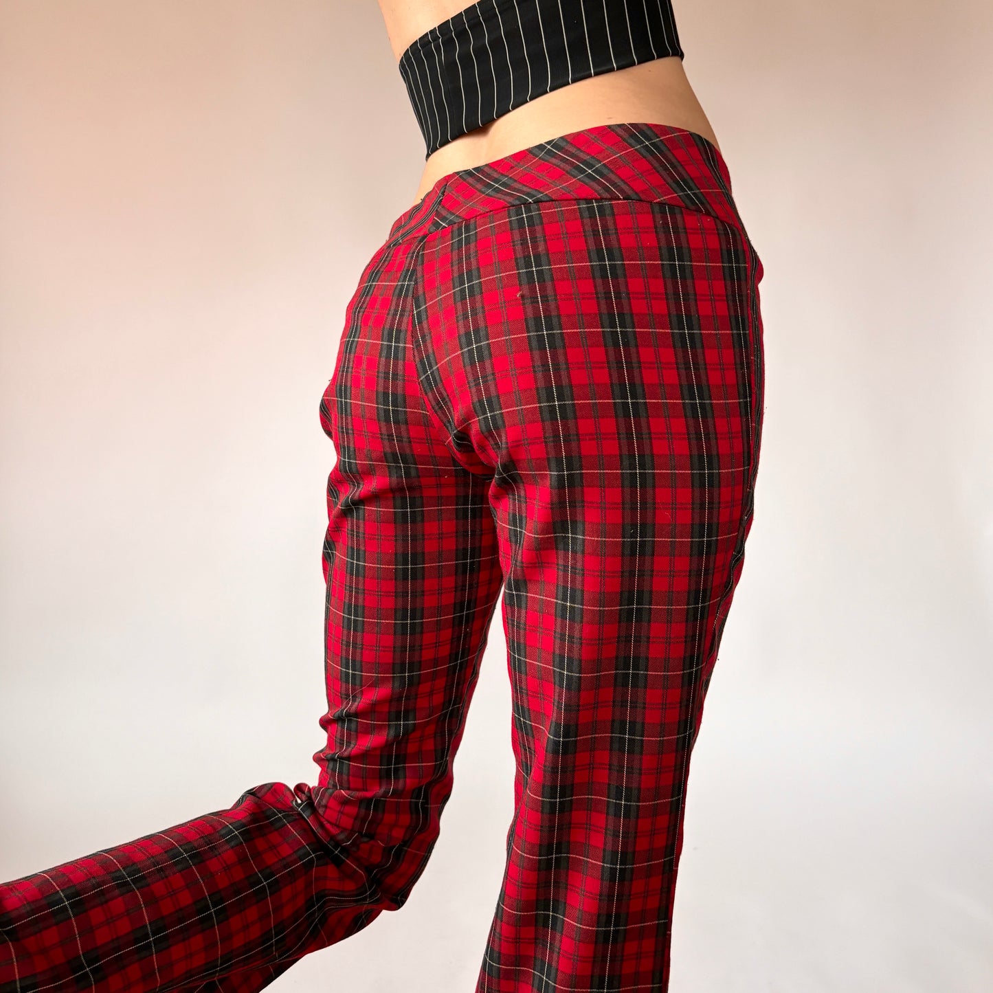 2000s Plaid Low Rise Flares (S/M)