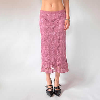 Y2K Deadstock Crochet Midi Skirt (M)