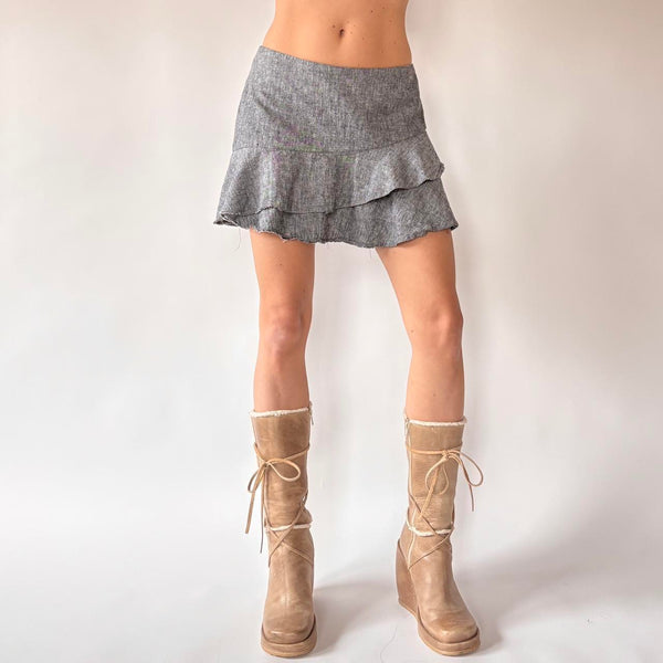 Y2K Ruffly Mini Skirt (S)