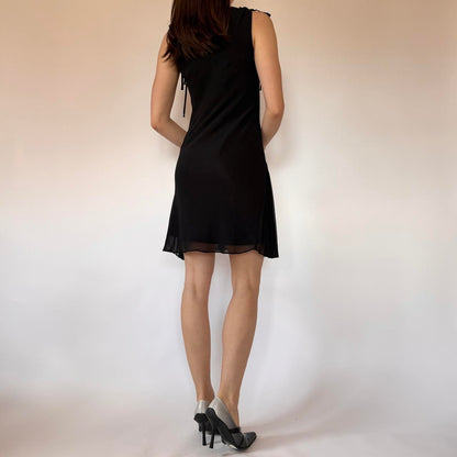 2000s Noir Cowl Neck Dress (XS/S)