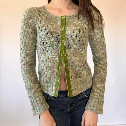 2000s Pistachio Knit Cardigan (XS)